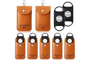 Lothee 7 Pack Groomsmen Cutter Gifts Set with Leather Pouch Keychain Guillotine Double Blade Cutters Bulk Stainless Steel Clippers Accessories for Wedding Groomsmen Best Men Ideas Gifts