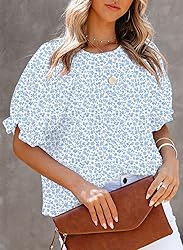 Dokotoo 2025 Summer Blouses for Women Tops Crew