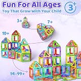COOLJOY Magnetic Tiles for Kids 40Pcs Magnetic Construction Block Toys Learning view 3