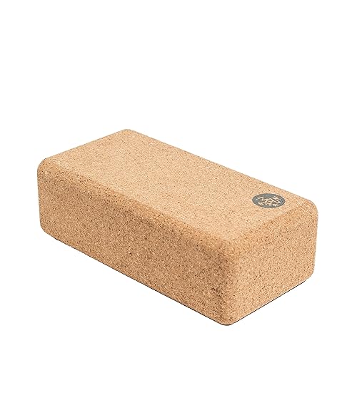 Manduka Cork Lean Yoga Block – Resilient Sustainable Material, Portable, Comfortable, Easy to Grip Fitness, Yoga Exercise & Pilates | 3" x 4" x 8.5"