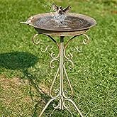 MNRYLKB Dia 18" W*29" H Large Bird Bath with Stand, Bird Baths for Outdoors, Metal Bird Bath with Large Bowl, Bird Feeder Seed Tray,Birdbath Garden Decor
