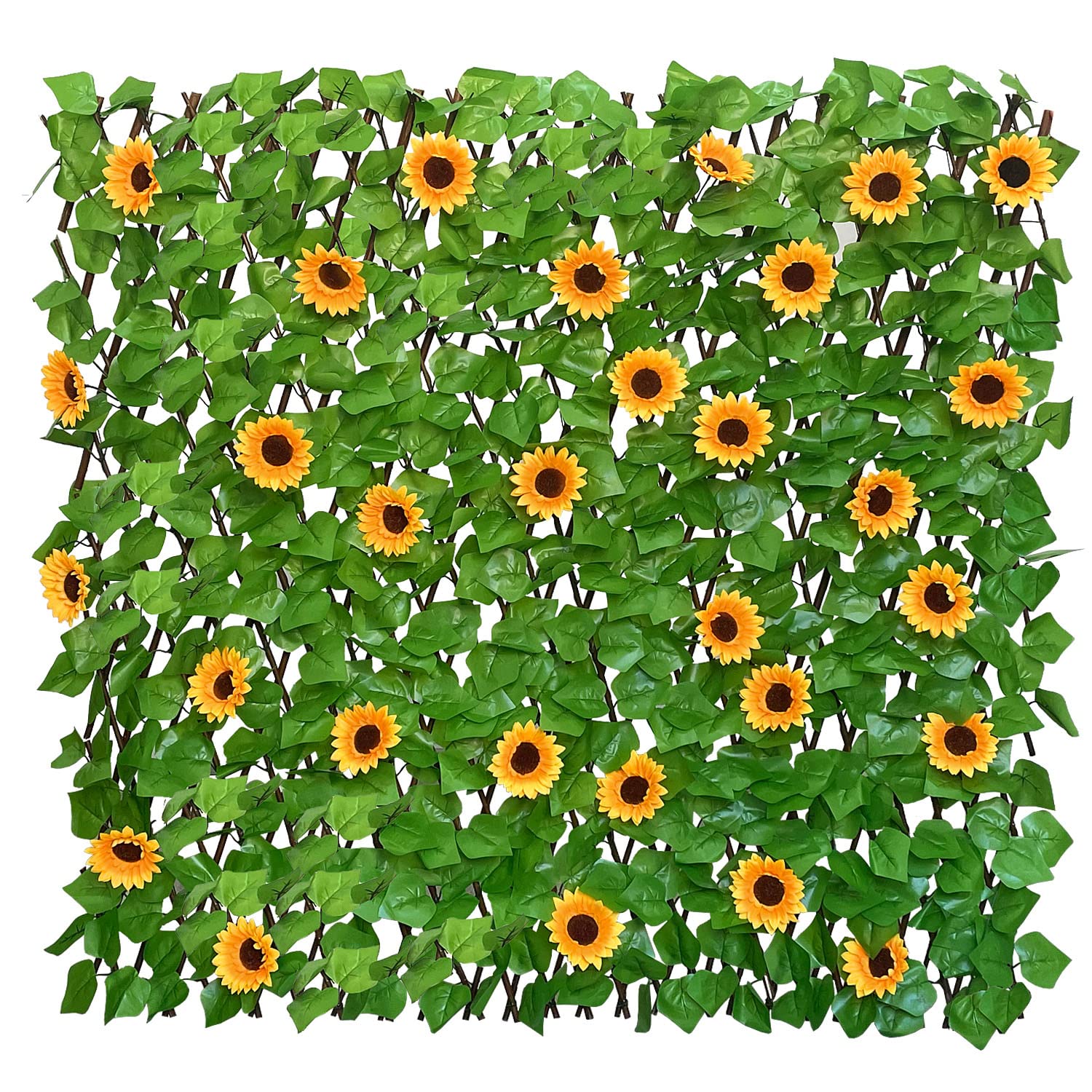 Photo 1 of Sumery Expandable Fence Privacy Screen for Balcony Patio Outdoor,Decorative Faux Ivy Fencing Panel,Artificial Hedges (Single Sided Leaves) (2, Sunflowers)