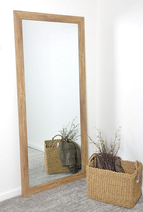 Amazon Com Brandtworks Barn Wood Full Length Floor Vanity Wall Mirror 32 X 71 Blonde Brown Home Kitchen