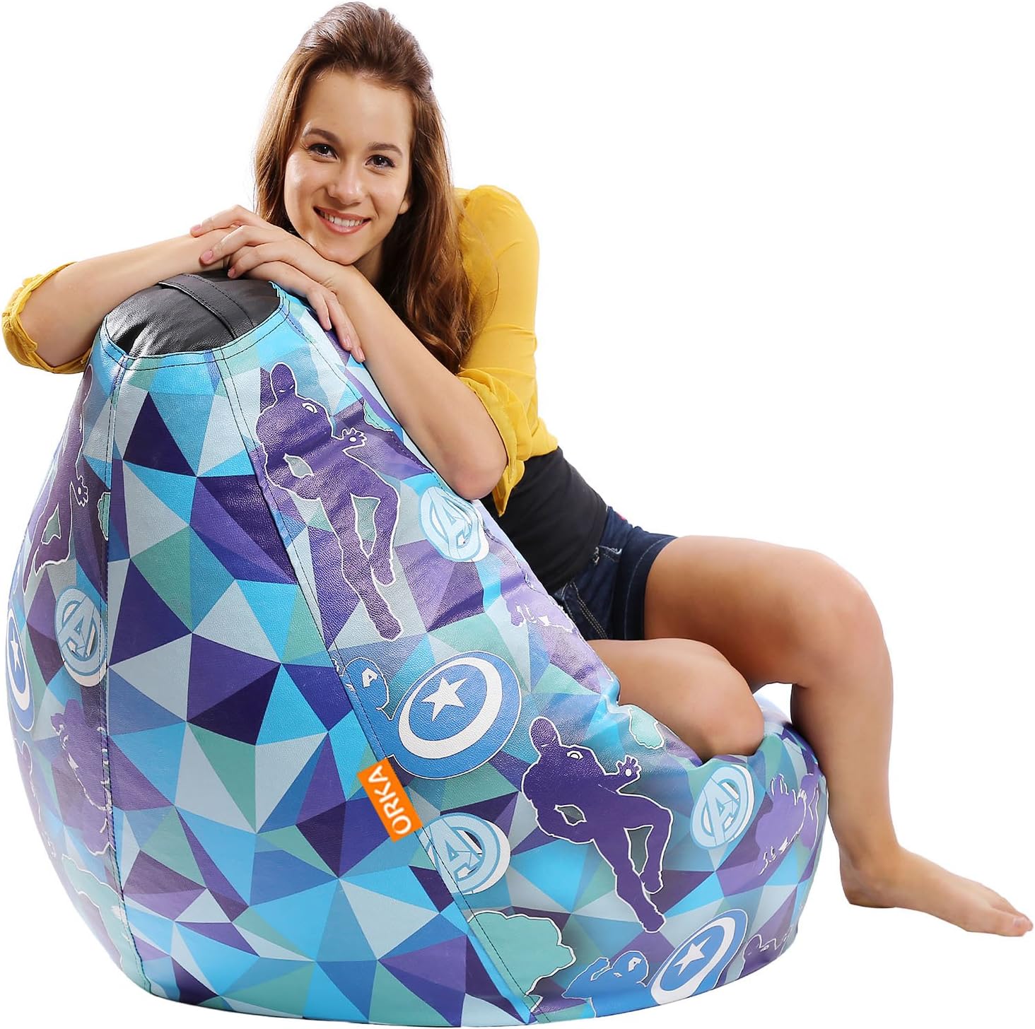 Orka Avengers Digital Printed XL Bean Bag with Beans (Multicolor)