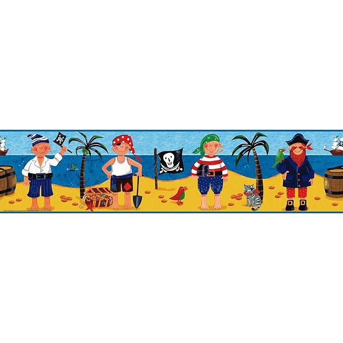 RoomMates Repositionable Childrens Wall Sticker Border Pirate Treasure