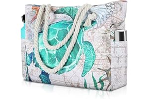 Clothirily Beach Bag for Women - Large Beach Tote Bag, Waterproof Sandproof Beach Bag with Zipper, Large Swim Pool Beach Tote