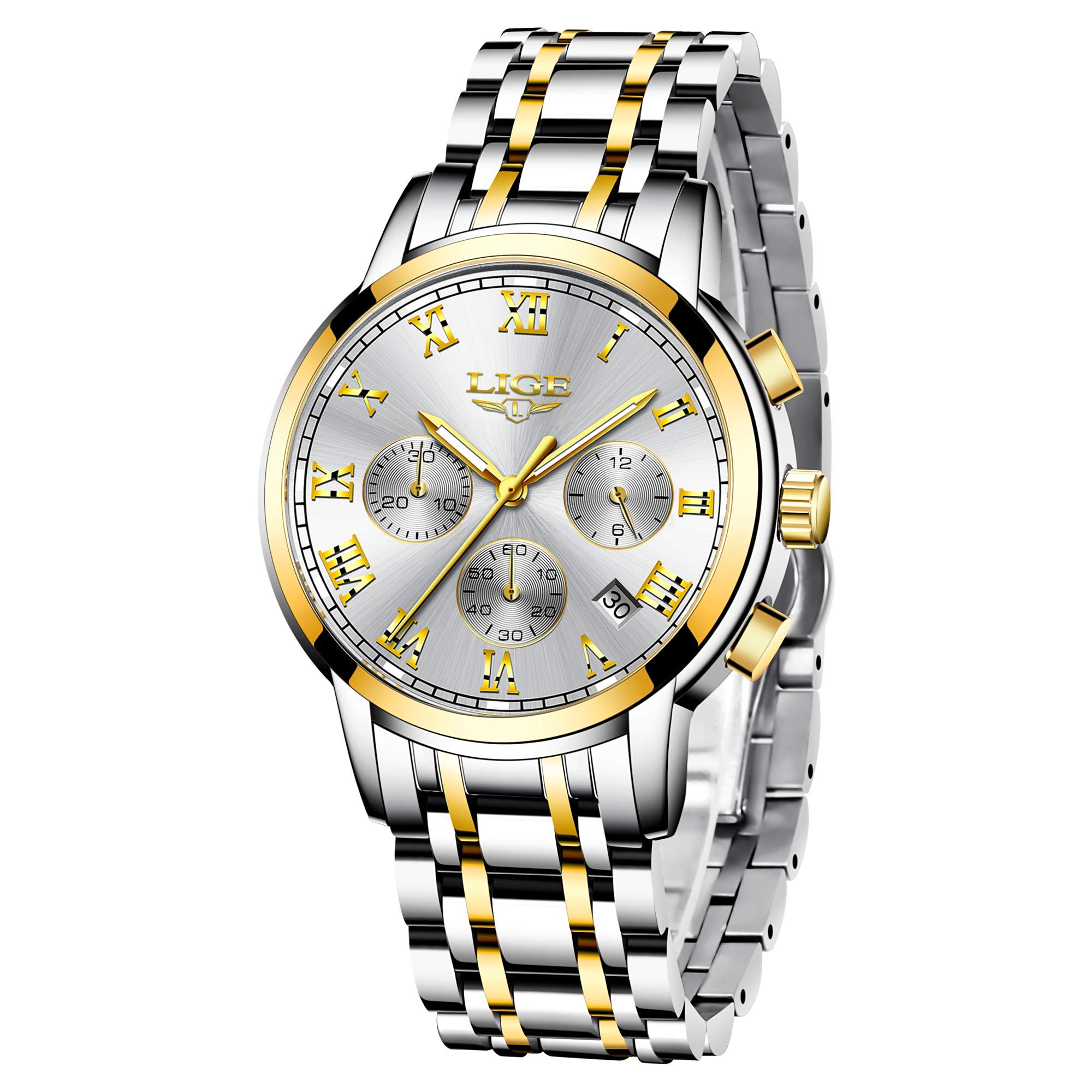 Mua 腕時計 メンズ 日付表示 時計 クオーツ クロノグラフ ウオッチ ラグジュアリー おしゃれ ビジネス腕時計ミリタリースポーツ シルバーホワイト Tren Amazon Nhật Chinh Hang 21 Fado