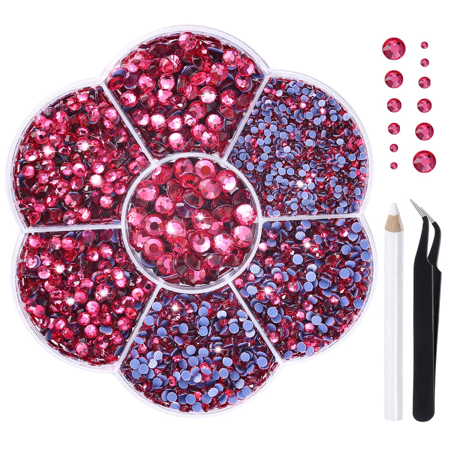 Liliume 5000pcs Hotfix Rhinestones 10 Colors 6 Sizes for Clothes Shoes and DIY Crafts（SS6-SS30,Rose