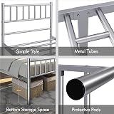 Yaheetech 3ft Single Metal Bed Frame with Headboard Footboard Silver view 4