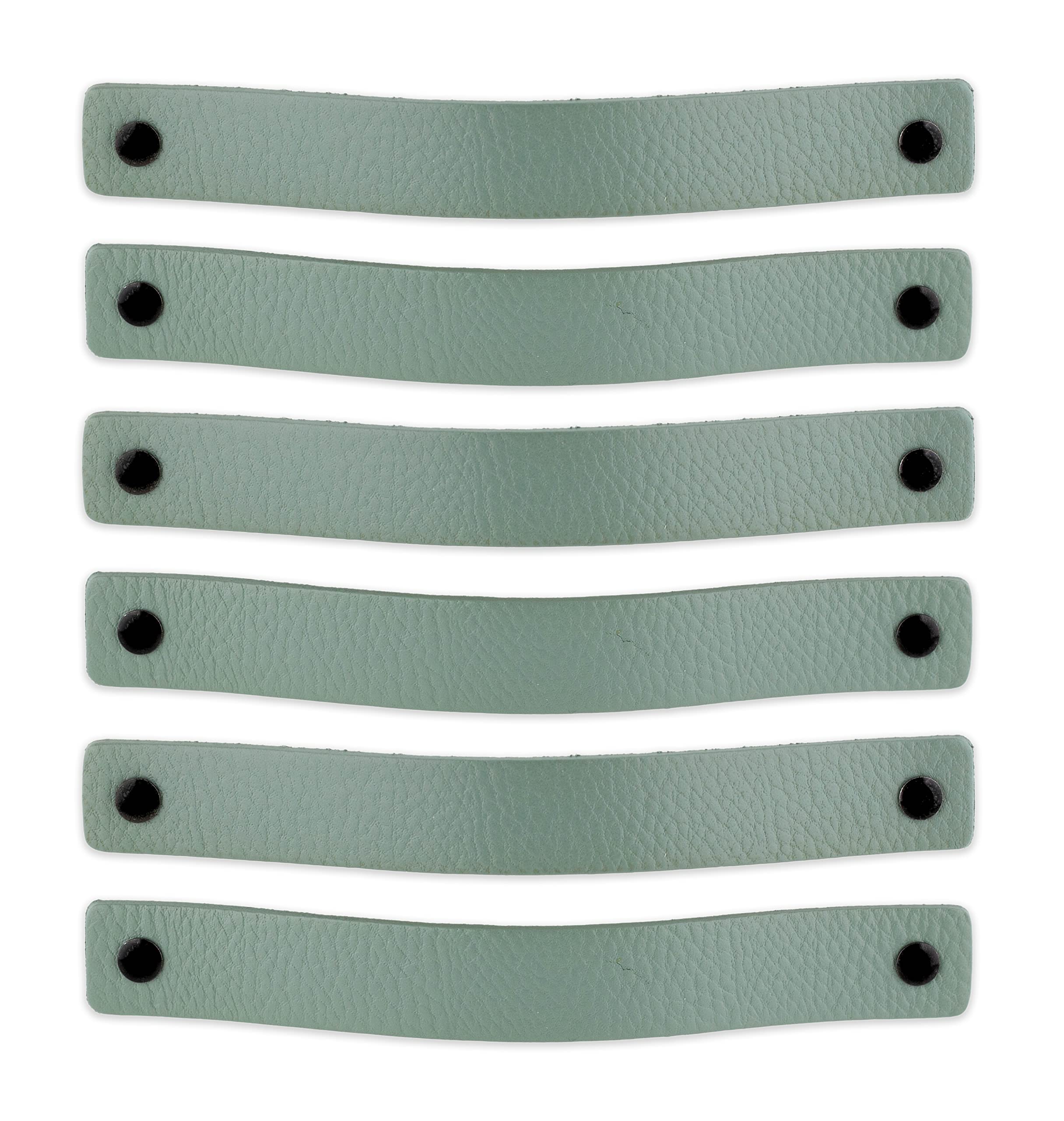 Brute Strength - Leather Cabinet Handles - Green - 6 Pack - 20 x 2.5 cm - Kitchen, Bathroom, Dresser & Cabinet Hardware