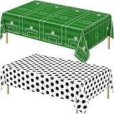 2 Pcs Soccer Table Cloth - Soccer Birthday Party Decorations, Disposable Rectangle Soccers Plastic Table Cover for Sport Football Soccer Theme Party Supplies Tables Decorations, 54 x 108 Inch
