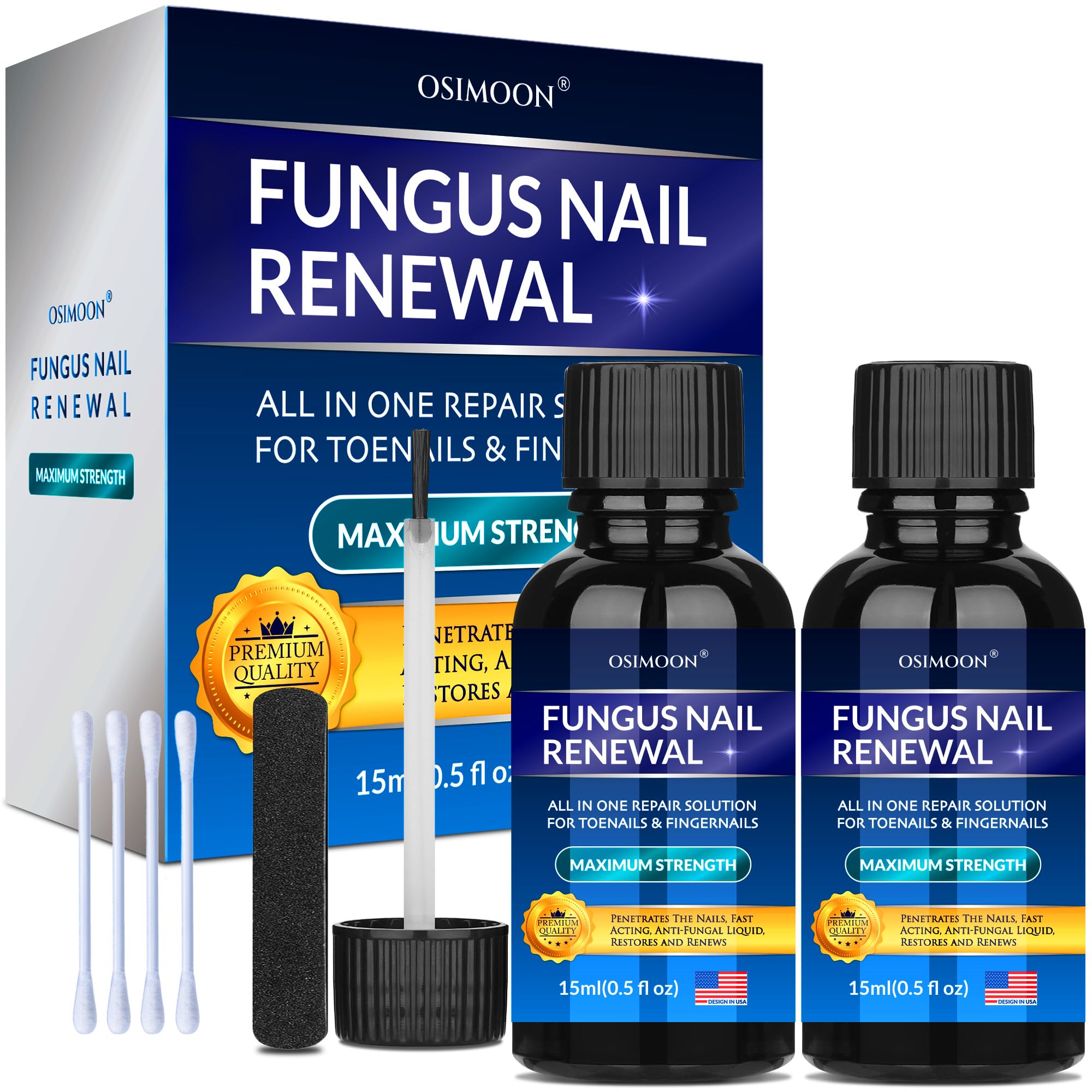 OSIMOON Toenail Fungus Treatment Extra Strength, Fungus Treatment for Toenails and Fingernails with Natural Oils, Toe Nail Fungus Treatment for Men and Women 2pcs., Blue
