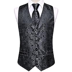 Dubulle Suit Vest Tie Set Mens Black Paisley Floral