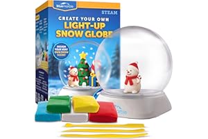 Blue Marble Light-Up Christmas Snow Globe for Kids Kit – Create a Holiday Scene with Clay, Snowflake Confetti & Snowman Figure, Plastic Snow Globe Kit, Christmas Crafts for Kids, Stocking Stuffers