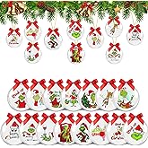 SUNWISHA 15pcs Christmas Clear Acrylic Balls Ornament Set with Bow Tie, Xmas Classic Tree Balls for Holiday Indoor Outdoor Décor, Wreath, Garland, Party Décor（Style 1）