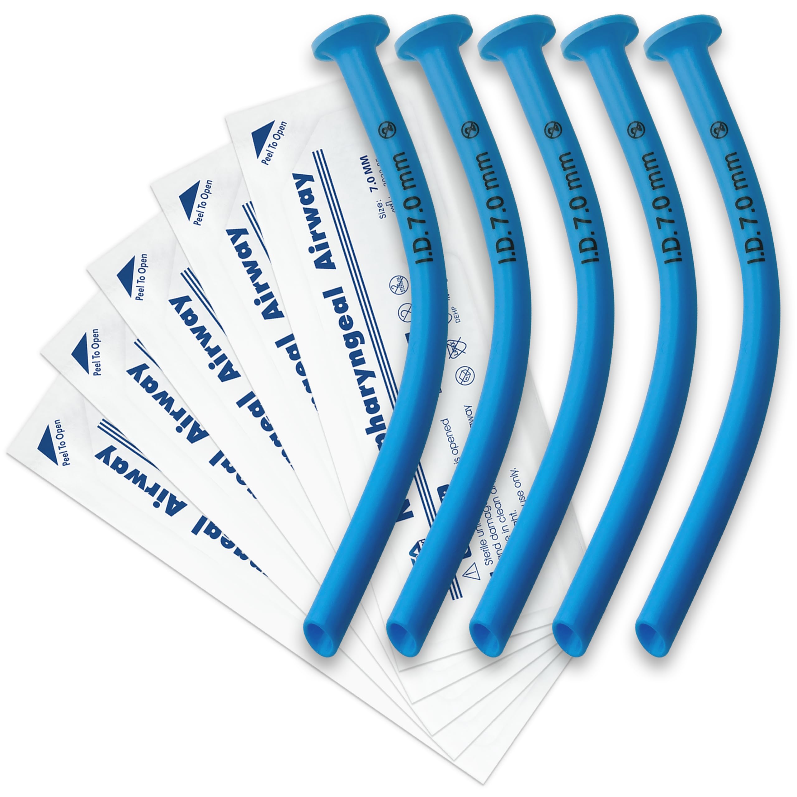 ASA TECHMED Nasopharyngeal Airway Emergency Kit 5X 7mm Individually Packaged Nasal Valves with 5 Packs of Lubricating Jelly - EMS Essential for Nasal Passage Opener