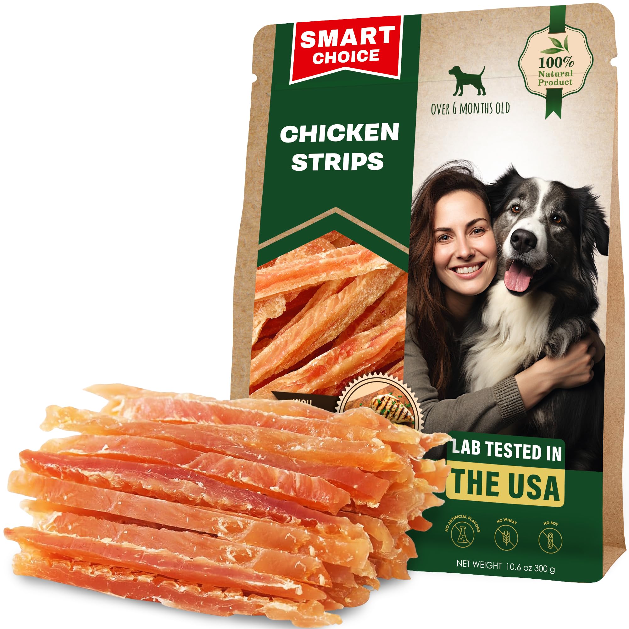 Dog Treats Chicken Jerky Strips 300 Gr - Human Grade Meat Sticks Chews - Natural Pet Dried Snacks Rawhide - Free - Long Lasting for Large & Small Dogs - Best for Training (Jerky Strips)