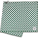 Against The Grain Microfiber Golf Towel with Clip - (20"x40") Green & White Checkered Design Golf Club Towel, Golf Towels for Golf Bags for Men & Women