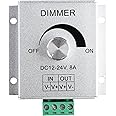 SUPERNIGHT 12V Dimmer Switch, Dimmer Knob Aluminium Case DC12V-24V 8A Single Channel Knob Dimmer Controller for LED Strip Bulb Lamp Light 5050 3528 5630 Single Color LED Strips