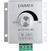 SUPERNIGHT 12V Dimmer Switch, Dimmer Knob Controller Aluminium Case | DC12V-24V 8A Single Channel Knob Dimmer Controller for LED Strip Bulb Lamp Light 5050 3528 5630 Single Color LED Strips