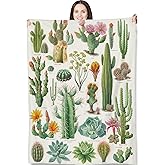 Turamurra Botanical Cactus Collection Blanket 50"x60", Cactus Plush Blankets, Ideal for Home Decor, Couch, Bed, Travel, for Women Adults