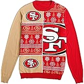 FOCO NFL mens Nfl Team Logo Busy Block Snowfall Holiday Ugly Sweater