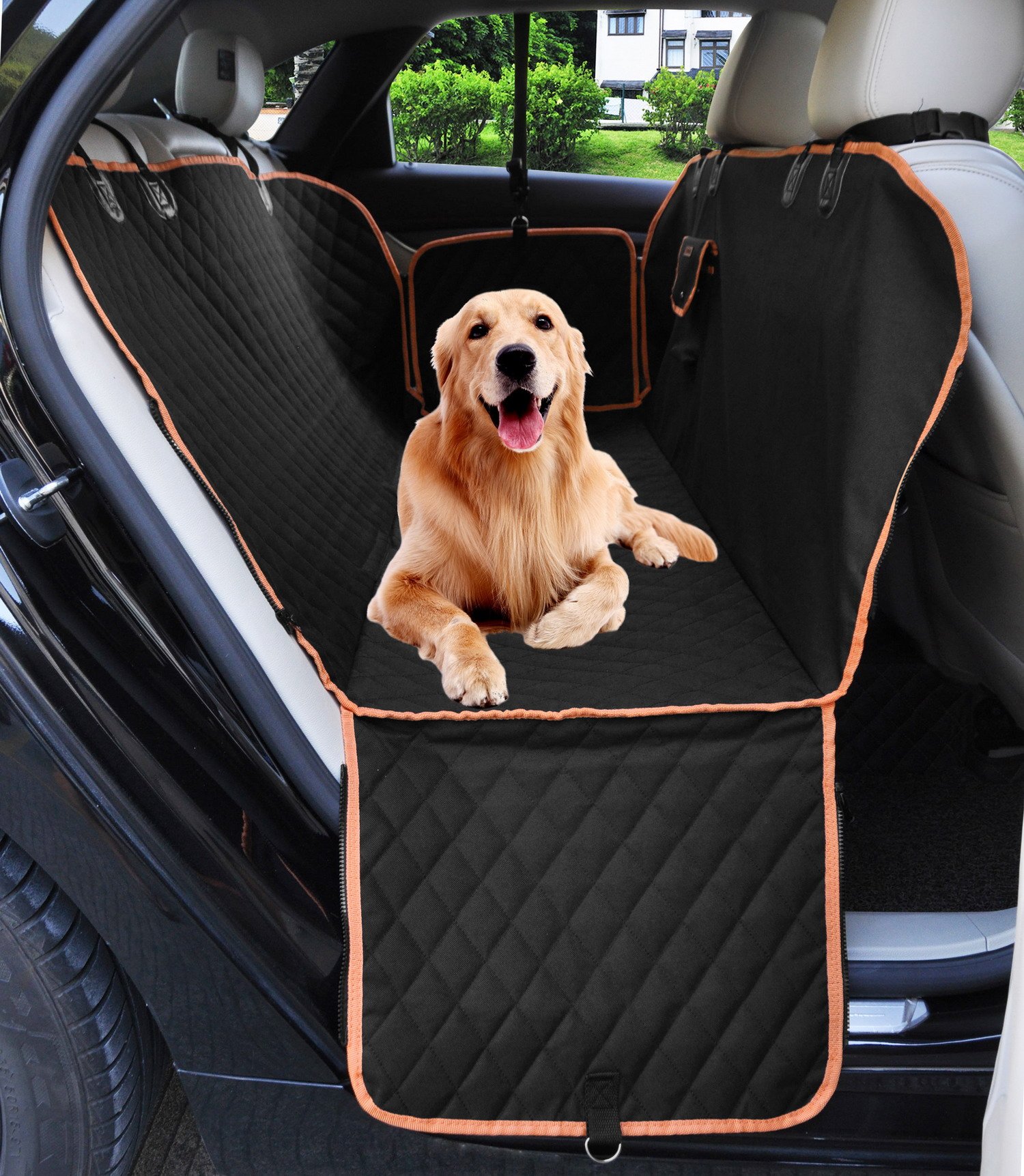 Pet Seat for Car Dog Seat Cover Waterproof Hammock Pet Seat Covers Heavy Duty & Waterproof with Side flaps 53.5\'\'X57\'\' Black