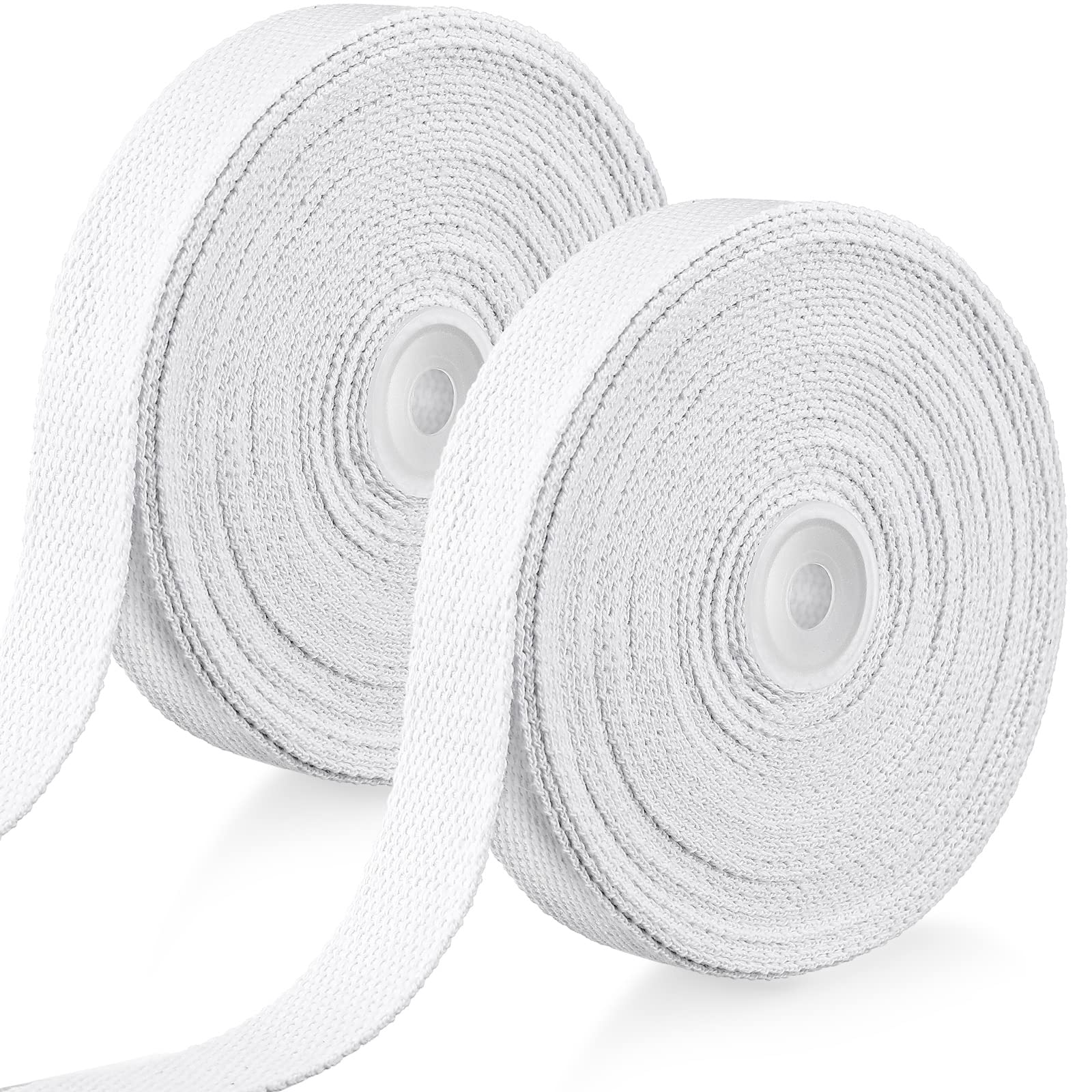 Photo 1 of 2 Rolls/ 20 Yards Cotton Webbing 1 Inch for DIY Crafts Decoration Heavy Sewing Webbing Home Wrapping Tote Bags Making Outdoor Supplies (Pure White)
