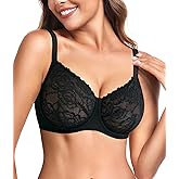 Minimizer Bras for Women Underwire Full Coverage Plus Size Unlined Bra for Heavy Breast