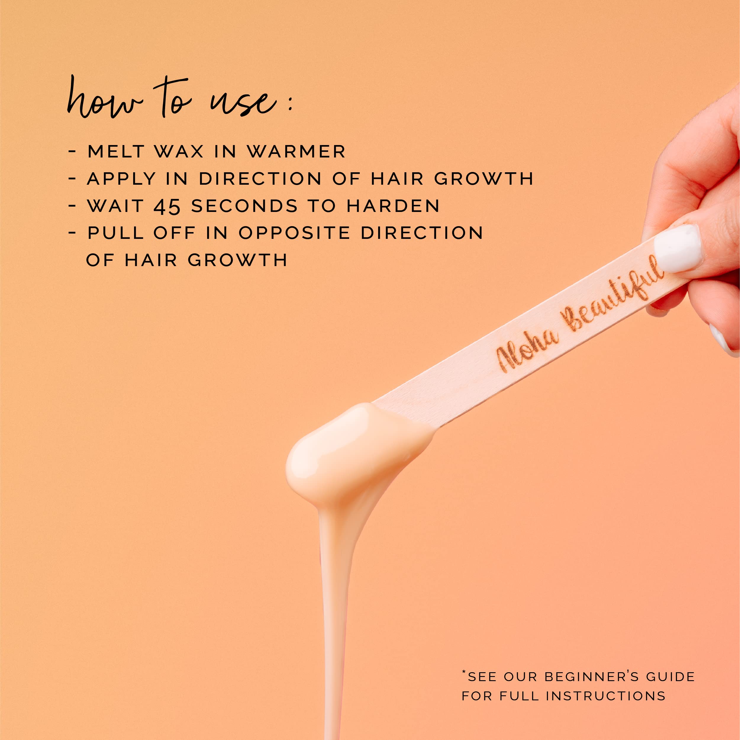 KoluaWax Hard Wax Beads for Hair Removal – Coarse Hair Formula – Face, Brazilian, Underarms, Back Chest, Bikini Waxing – Coconut Colada, 1lb Refill for Wax Warmers & 10 Large Applicator Sticks