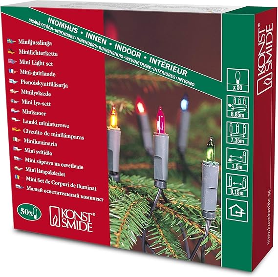 Konstsmide 2116500 Traditional Fairy Light Set On Green Cable / Indoor use (IP20) / 50 Multi