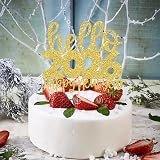 Xsstarmi Hello 2026 Cake Topper Glitter Gold Happy New Year Party Decoration view 3