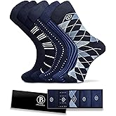 Easytwelve Men's Bamboo Rayon Dress Socks Size 8-13, 5 Pairs Mid Calf Crew Socks for Business & Casual, Gift Box