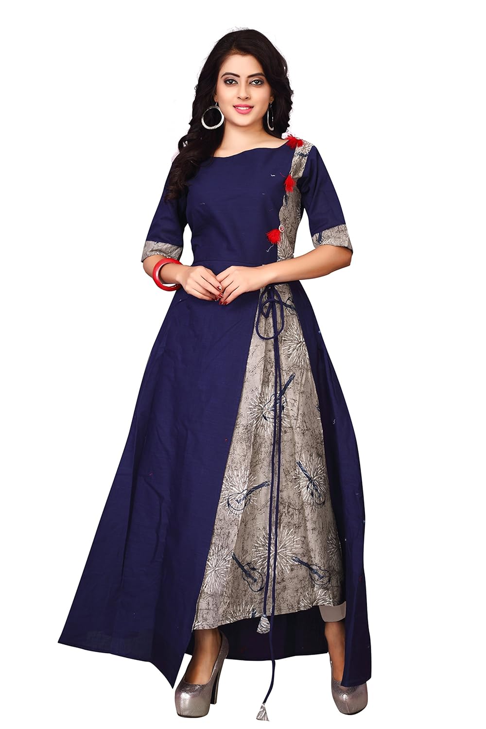 leriya fashion women's stitched rayon & cotton printed anarkali kurti