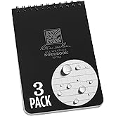 Rite In The Rain Weatherproof Top-Spiral Notebook, 4" x 6", Black Cover, Universal Pattern (No. 746-3), 3 Pack