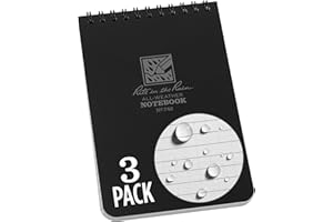Rite In The Rain Weatherproof Top-Spiral Notebook, 4" x 6", Black Cover, Universal Pattern (No. 746-3), 3 Pack
