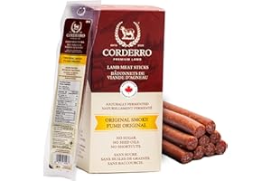 Corderro Grass-Fed Lamb Meat Sticks, Original Smoke, High-Protein Snack, Naturally Fermented meat sticks with Zero Added Suga