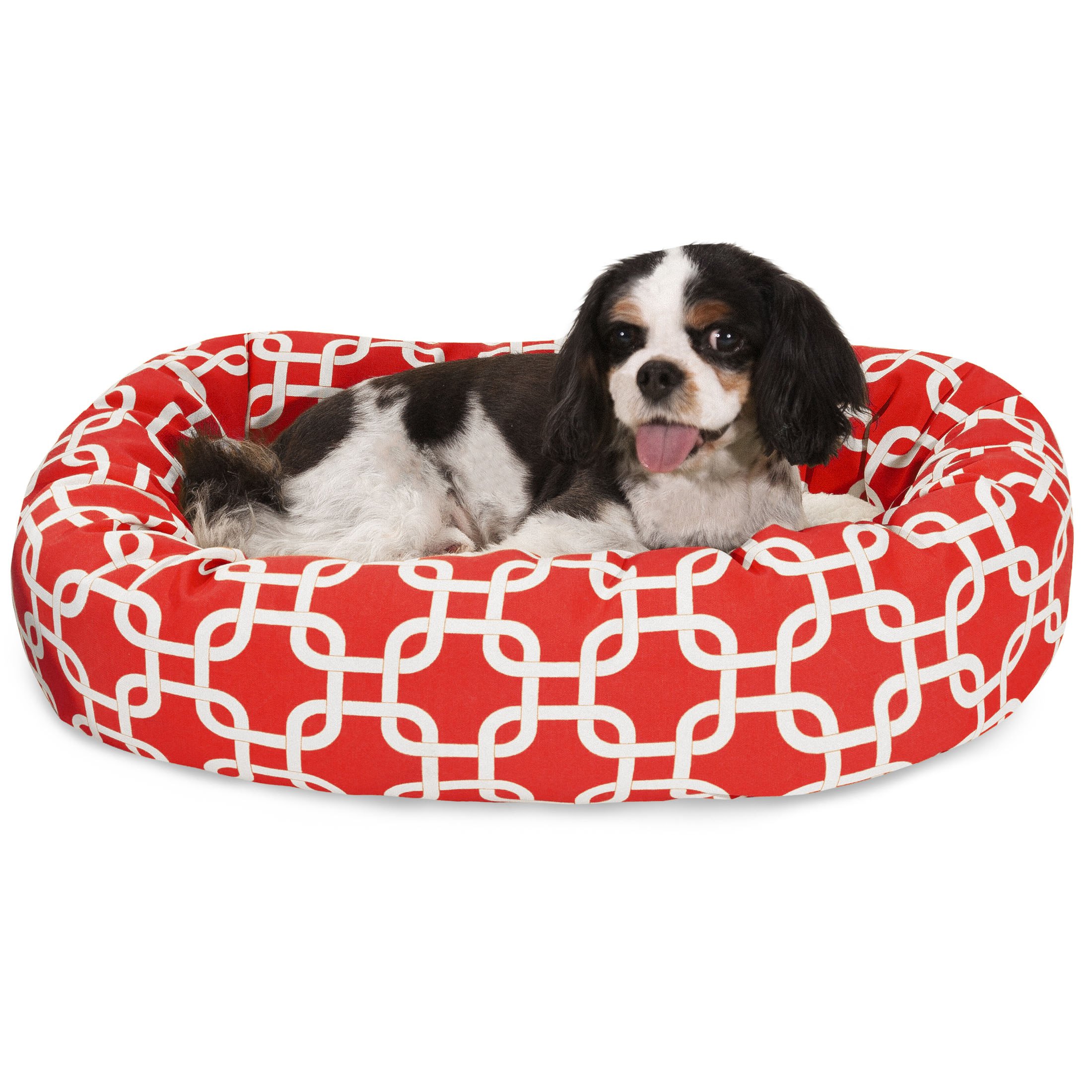 Majestic Pet 24 Inch Red Links Sherpa Bagel Dog Bed