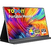 Yodoit Portable Monitor for Laptop 1920×1080 15.6" Travel Monitor FHD Screen IPS Display with USB Type C Port and Speakers wi