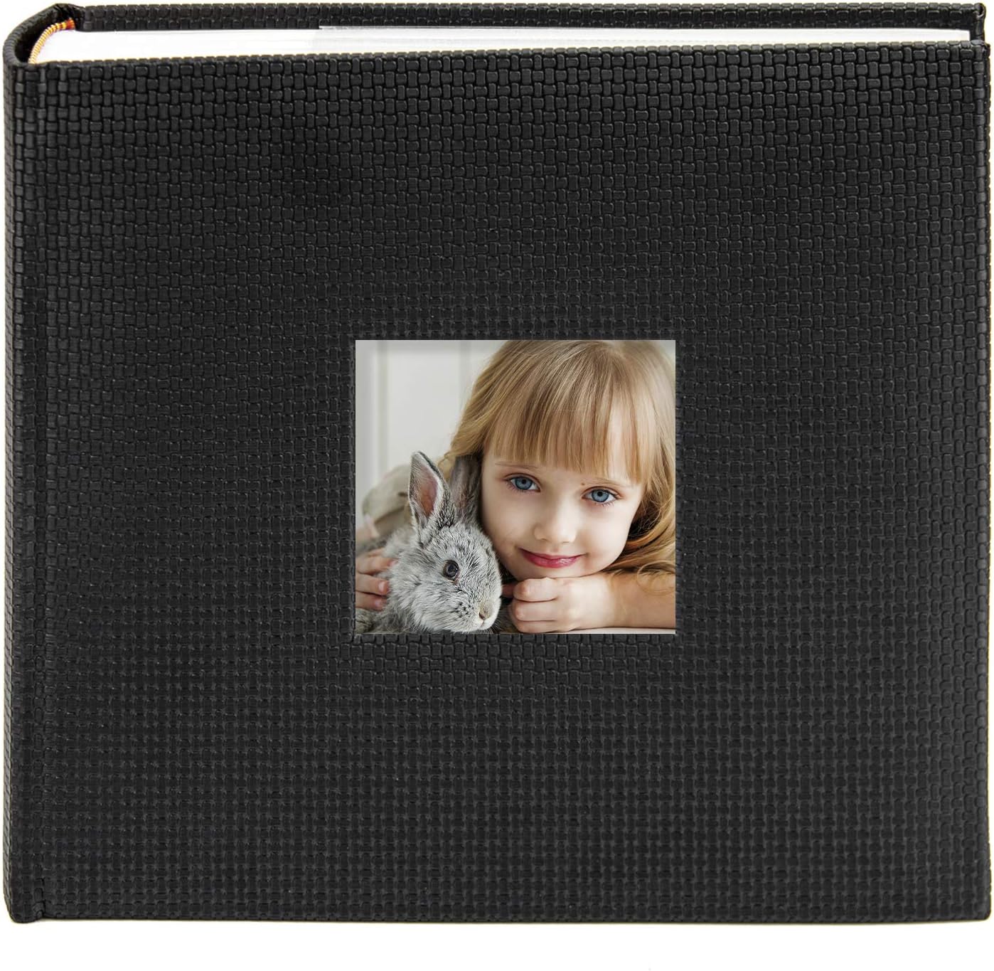 Golden State Art, Set of 1 Photo Album 200 Pockets with Memo Space Hold 4x6 Horizontal Pictures for Family Wedding Anniversary Baby Christmas (Black, Embossed Cover, 2 per Page)