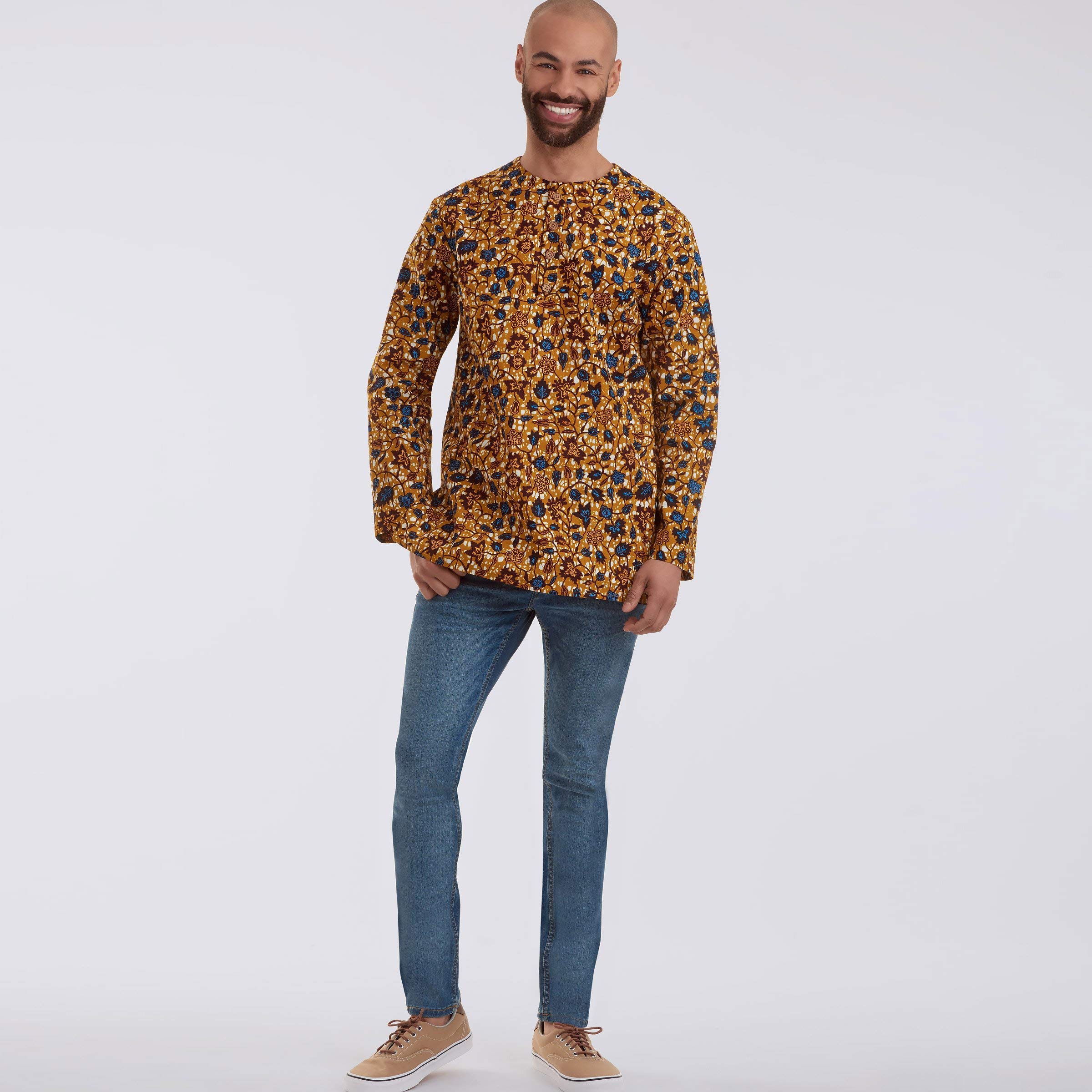 Simplicity Sewing Pattern S9158 Men's Half Buttoned Shirts, BB (44-46-48-50-52)