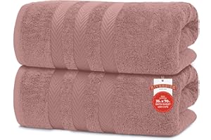 RIVERSIDE Pack of 2 Extra Large Bath Sheets 35 x 70 Inches - 100% Ring Spun Cotton Hotel Quality Oversized Bath Towels - Super Soft, Highly Absorbent & Quicker to Dry - Dusty Rose