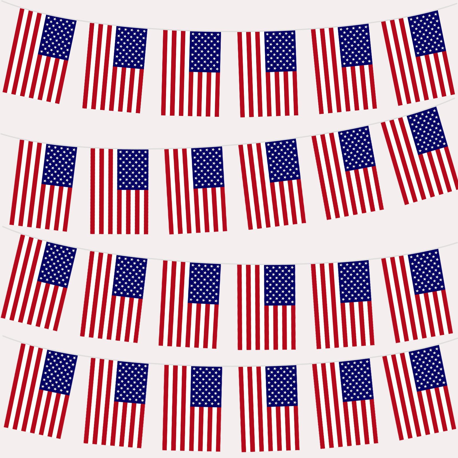 32.8ft USA America Flag Bunting with 30 Flags for Oly Games,America Flags 14x21cm Oly Flag Decorations 2024,American Bunting Flag Banner for Garden,Bar,Street Party And Oly 2024 Decor
