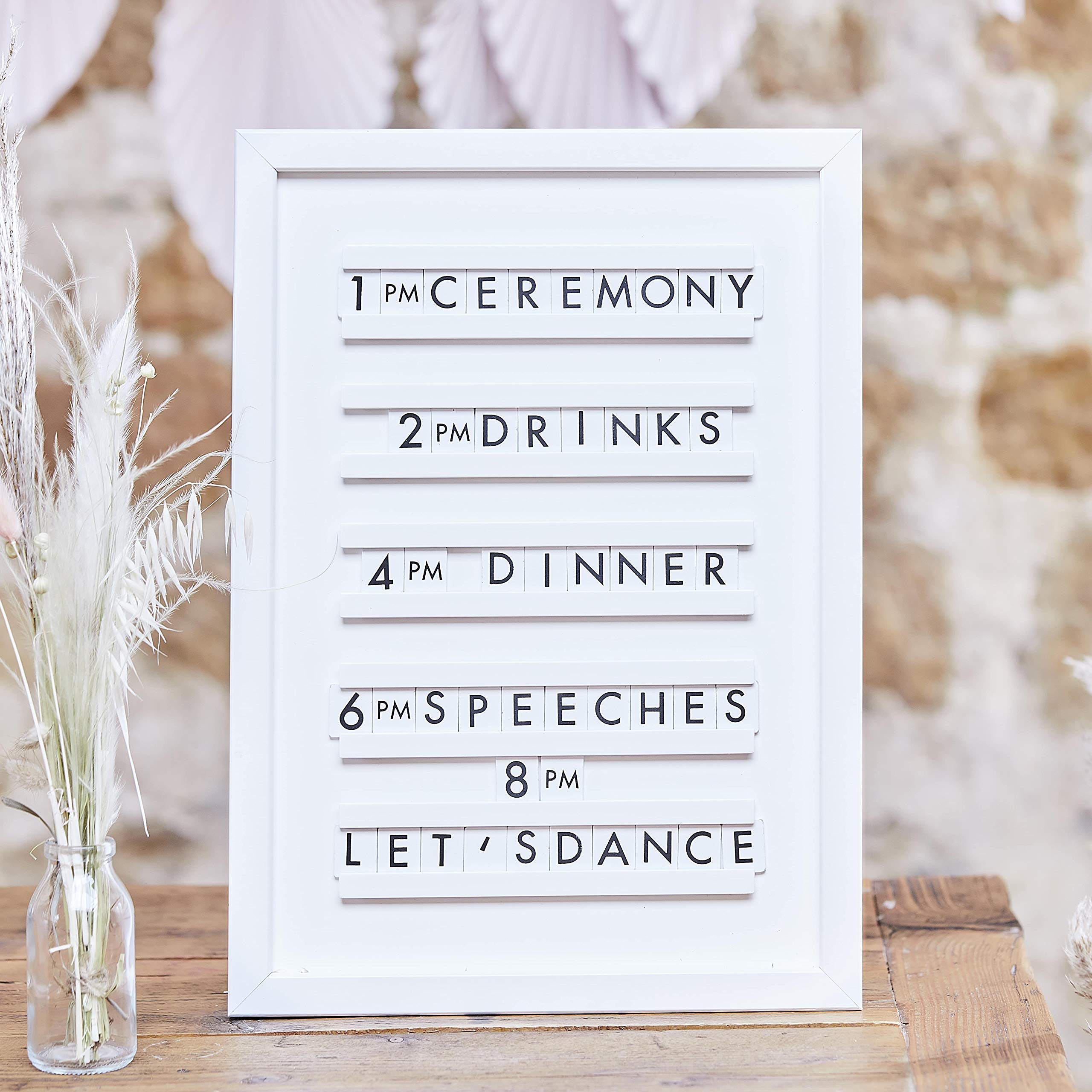 Ginger Ray White Personalisable Board with Letters, Numbers and Symbols Wedding Welcome Entrance Sign