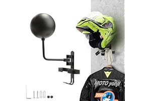 Himiway Motorcycle Helmet Rack, Bike Helmet Wall Mount Bicycle Helmet Holder 180° Rotation with 4 Hooks Helmet Hanger for Motorcycle Bike Racing Coats Suit Caps Rugby Helmets (1 Pack)