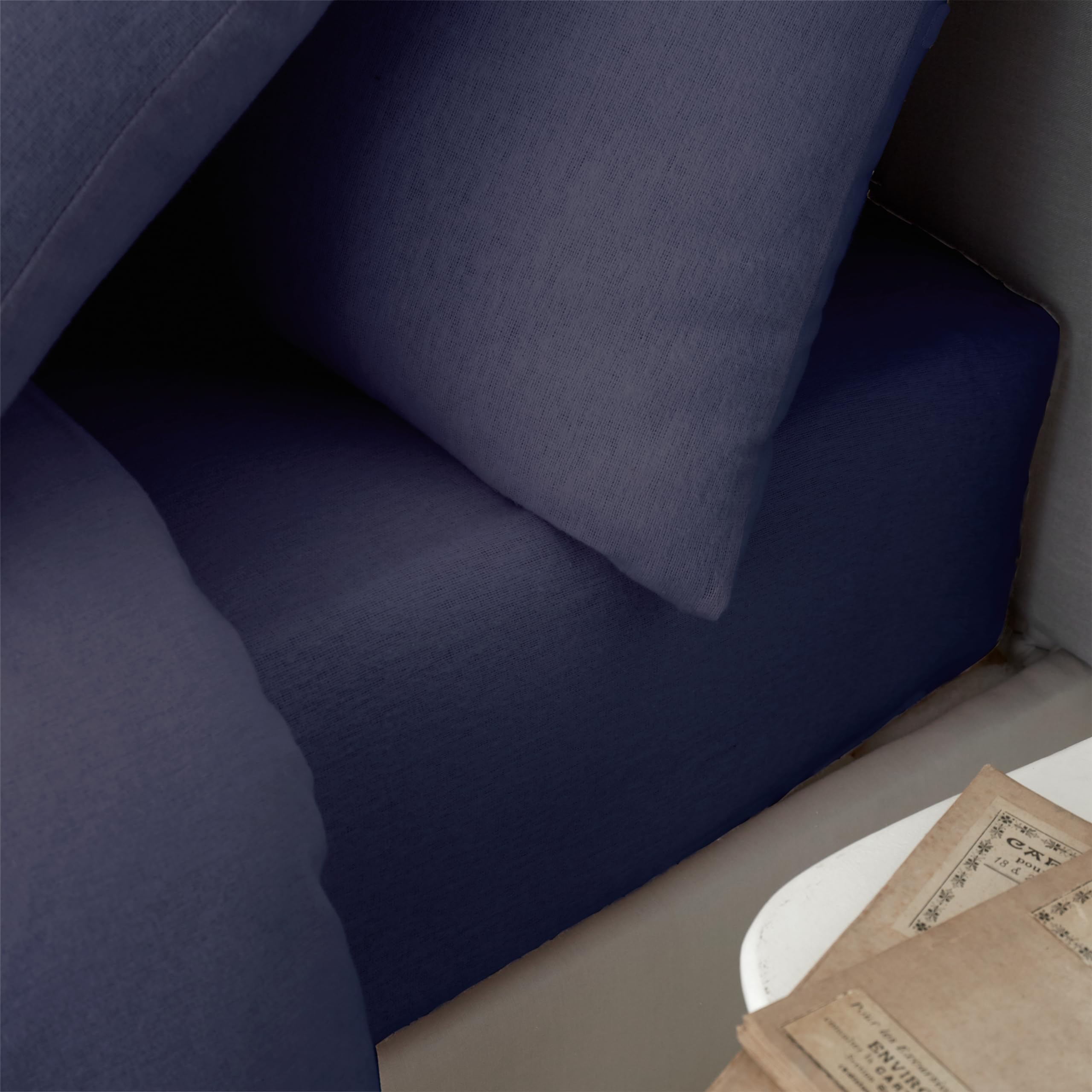 Catherine Lansfield Brushed Cotton Super King Fitted Sheet Navy Blue