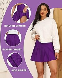 Women's Pleated Skirts Purple Athletic Skirt Golf