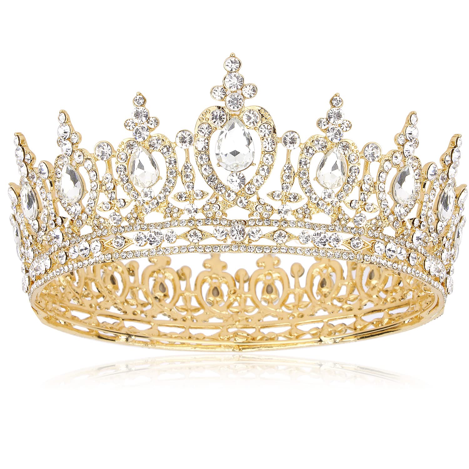 Photo 1 of **HAS DAMAGES** COCIDE Queen Crown for Women Crystal Tiara and Crown for Girl Rhinestones Hair Accessories for Wedding Bride Birthday Party Prom Bridal Bridesmaid (Gold)