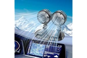 Xximuim Car Fan,2024 Upgraded Dual Head USB Fan for Car,360° Rotation Portable Vehicle Cooling Fan for Car Dashboard SUV RV Truck Boat Van Sedan Home Office