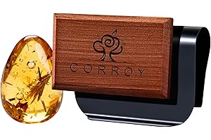 CORROY Car Air Freshener Natural Essential Oil Scent, Odor Eliminator and Purifier, Vent Clip Air Freshener for Car (Starter/Amber)